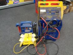 A GYS Pro Start 430 charging station together with a Draper 12 V power pack and a 110 V transformer