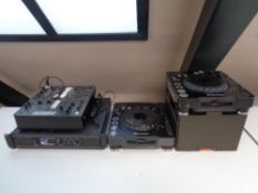 Two Pioneer DJ's compact disc player CDJ-1000 together with a W Audio Pro Power amplifier and a