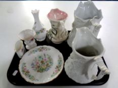 A tray of ceramics : two graduated Portmeirion jugs, Maling jug,