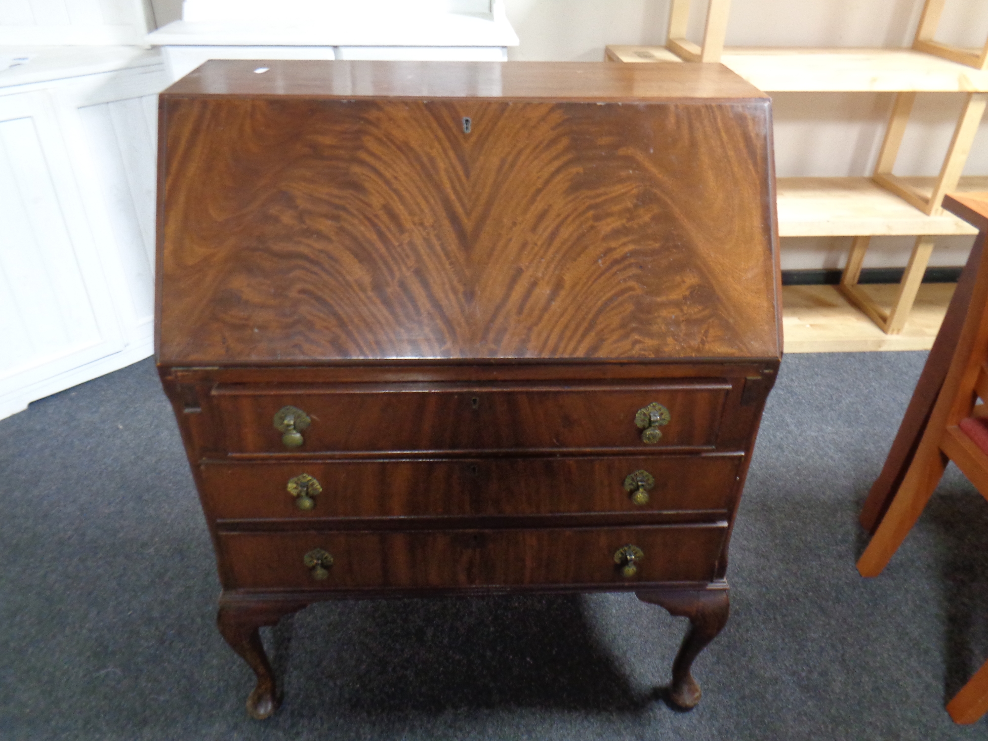 A 20th century mahogany Queen Anne bureau