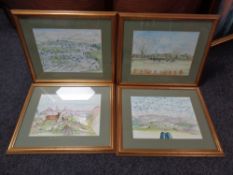 A set of four Charles Dunn prints : The last day of the season,