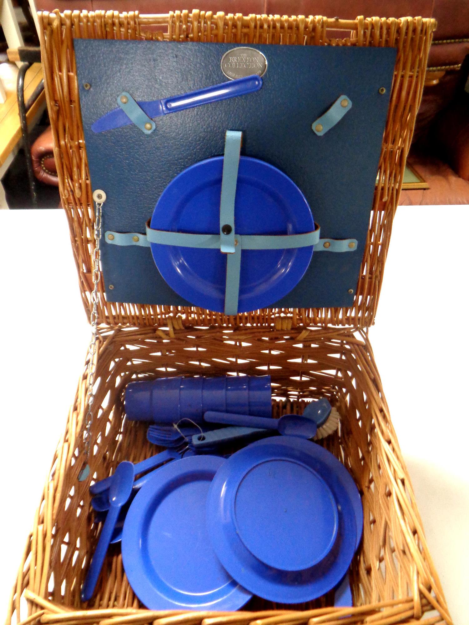 A Brexton picnic set in wicker hamper