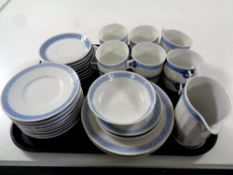 A tray of thirty-five pieces of Royal Copenhagen tea china