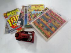 A box containing vintage 20th century comics to include a 1938 Beano, Marvel Comics, Human Torch,