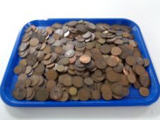 A tray containing a large quantity of pre decimal copper coinage