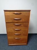 A mid 20th century Austin Suite teak six drawer tallboy