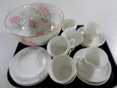A twenty piece Wedgwood Ice Flower tea service together with a Salisbury bone china floral bowl