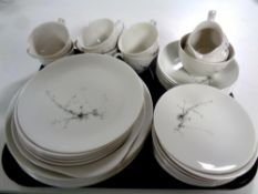 A tray of thirty nine pieces of Royal Doulton Green Brier tea and dinner ware