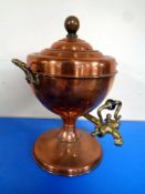 A 19th century copper brass handled tea urn
