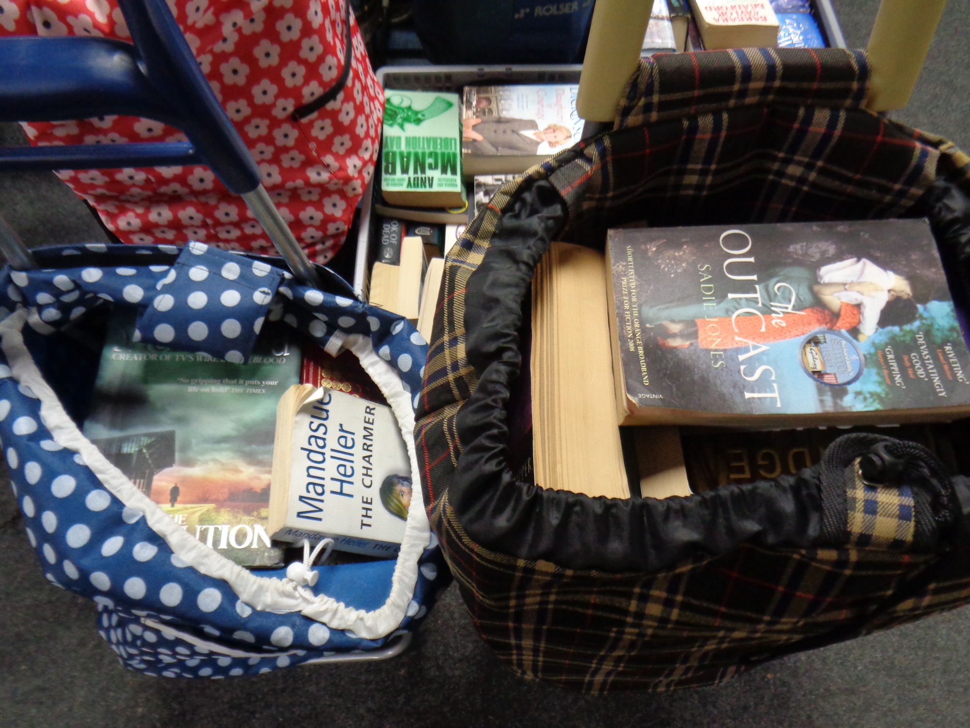 Five shopping trolleys and three crates containing a large quantity of hardback and paperback - Image 3 of 4