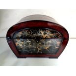 Two contemporary graduated dome topped oriental style lacquered boxes