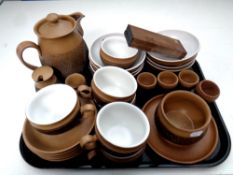 26 pieces of Denby pottery tea ware together with a boxed Papermate pen