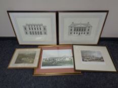 Two framed colour etchings,