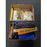Two boxes containing vintage games and jigsaws to include Wells Fargo, The Third Man, Laramie,