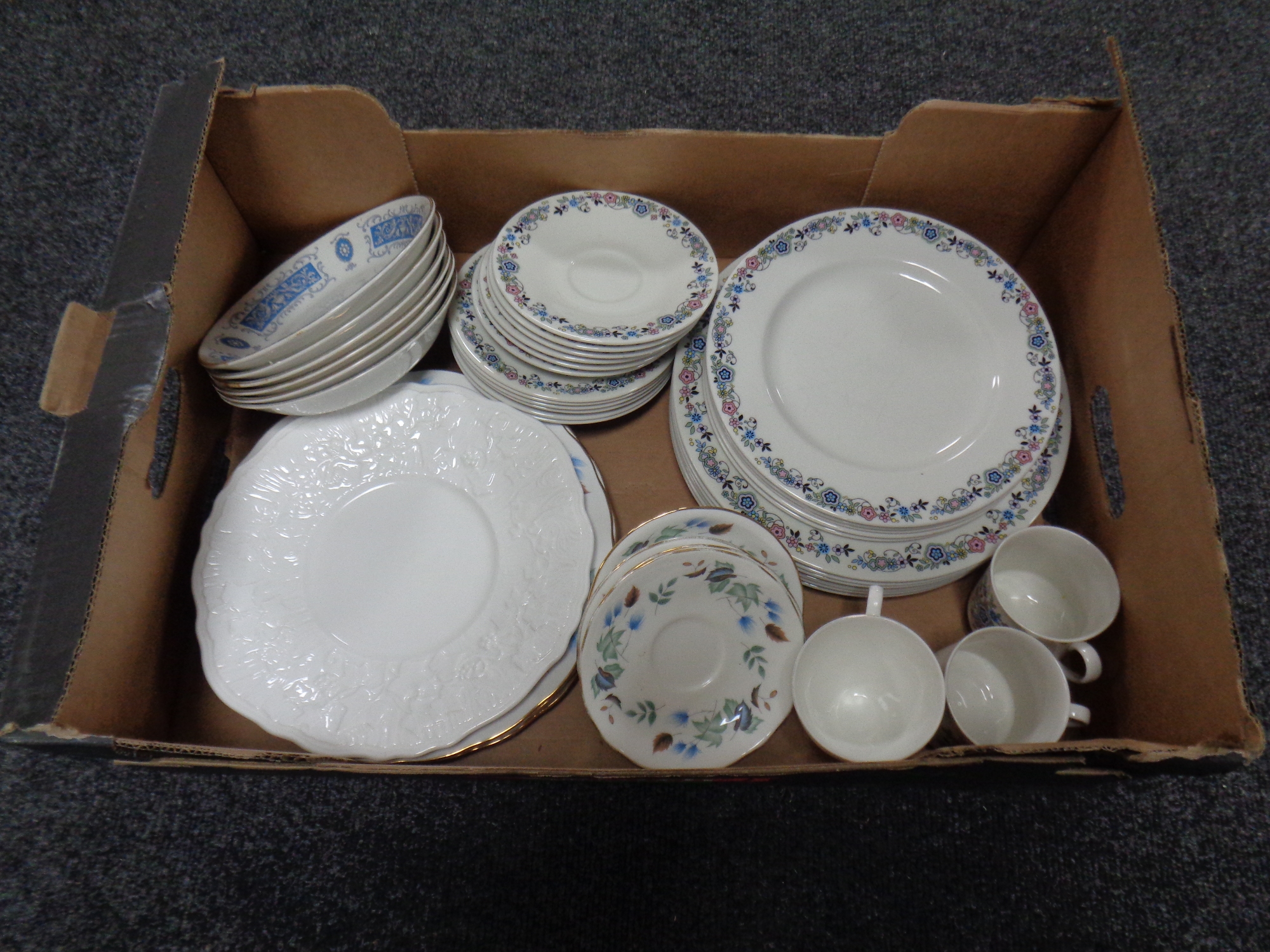 Two boxes of glass ware, Royal Doulton dinner ware, - Image 2 of 2