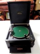 An early 20th century Cliftophone Brunswick The Wonder portable gramophone