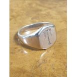 A gent's gold signet ring, marks rubbed, tests as 14ct, size S.