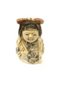 A Chinese bone netsuke - Young Girl in Robes.