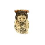 A Chinese bone netsuke - Young Girl in Robes.