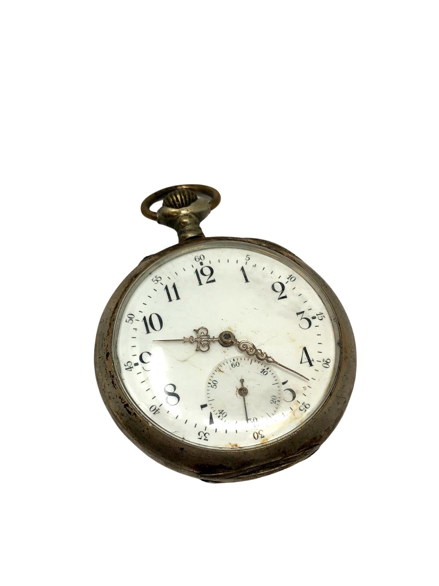 A continental silver open face pocket watch, stamped .