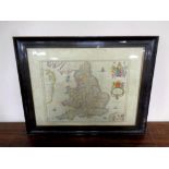 An antiquarian hand coloured map of England and Wales after Willem and Johan Blaeu