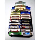 A tray containing 22 assorted die cast vehicles to include Tetley, Vanguards, Kleenex etc,