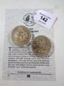 Two Royal Mint Historic Coins of Great Britain silver proof crowns,