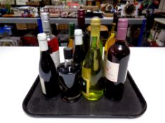 A tray containing ten assorted bottles of wine,