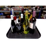 A tray containing ten assorted bottles of wine,