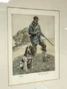 Henry Wilkinson : A gentleman loading up on his peg with two spaniels by his side,