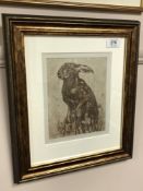 Clare Turner : Brown Hare, etching with aquatint in sepia, an artist's proof, signed in pencil,