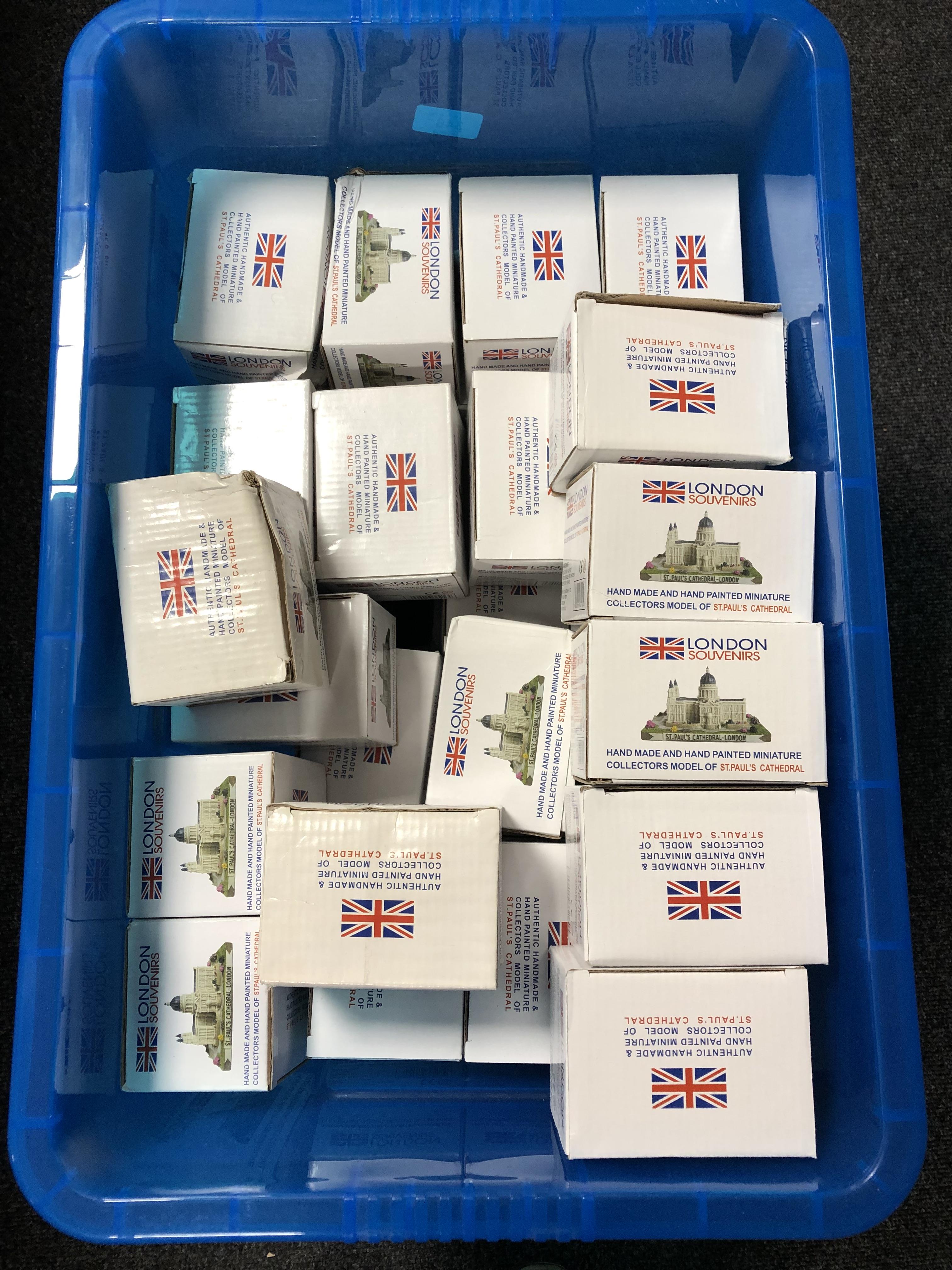 A box containing a large quantity of souvenir St Paul's Cathedral models,