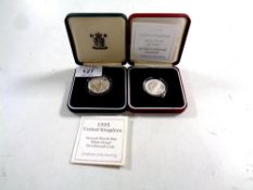 Two Royal Mint silver proof two pound coins, 1995 Fifty Years of the End of the Second World War,