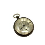 A silver open face key wound pocket watch,