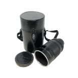 A Nikon lens : Reflex-Nikkor C 1:8 f=500mm 546549, in CL-23 leather carry case.