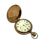 An ornate gold plated full hunter pocket watch, signed A W W Co,
