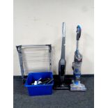 A Vax Air Cordless Solo vacuum together with a Bosch Athiet cordless vacuum, chargers,