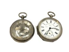Two silver open face pocket watches (both a/f)