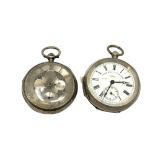 Two silver open face pocket watches (both a/f)