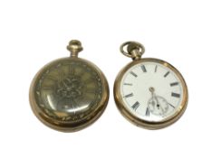Two gold plated open face pocket watches (2)