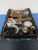 Two boxes containing quantity of 20th century china, dinner plates, oriental export china,