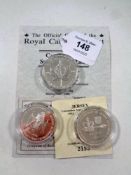 Three Royal Mint silver proof crowns, Canada's 1996 Silver Maple Leaf five dollar,