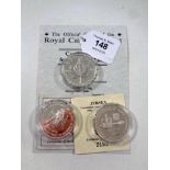 Three Royal Mint silver proof crowns, Canada's 1996 Silver Maple Leaf five dollar,