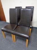 A set of four contemporary brown leather high backed chairs (as found)