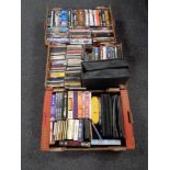 Three boxes containing a large quantity of DVDs and CDs, The Godfather,