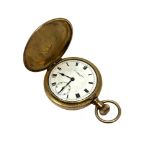 A gold plated full hunter pocket watch signed Thomas Russell & Son,