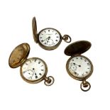 Three gold plated full hunter pocket watches (3)
