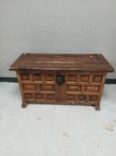 A stained pine blanket chest