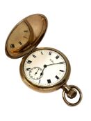 A gold plated Waltham half hunter pocket watch, movement signed and numbered 15,751,