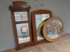 Three continental mahogany framed mirrors